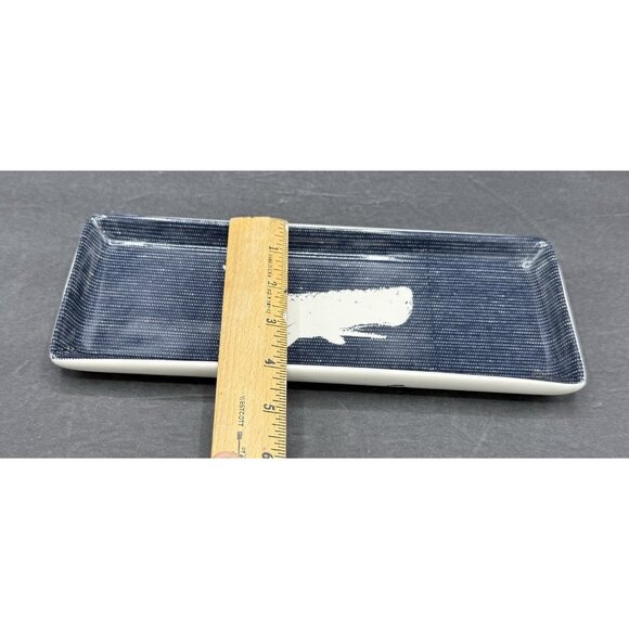 J.Crew Ceramics Whale Dresser Catch All Tray Keys Rings Change 10.5"x 4" - Picture 6 of 7
